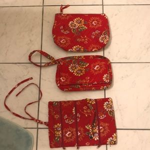 Quilted Keepers purse, makeup bag, and jewelry bag